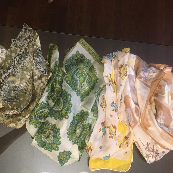 Accessories - Four vintage silk scarves green #1